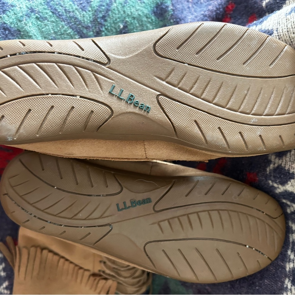 L.L. Bean Tan Lace Up Fringe Boots - Picture 4 of 7